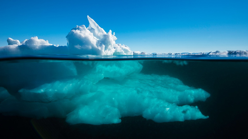 Iceburg above and below waterline